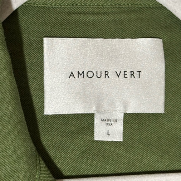 Amour Vert Hathaway Utility Jacket Military Army Green Size Large Linen Blend - Picture 8 of 9